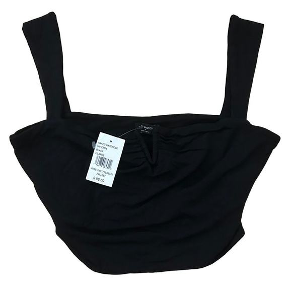 NAKED WARDROBE NWT Black Cropped Tank Top ONLY Size XL - Picture 2 of 6